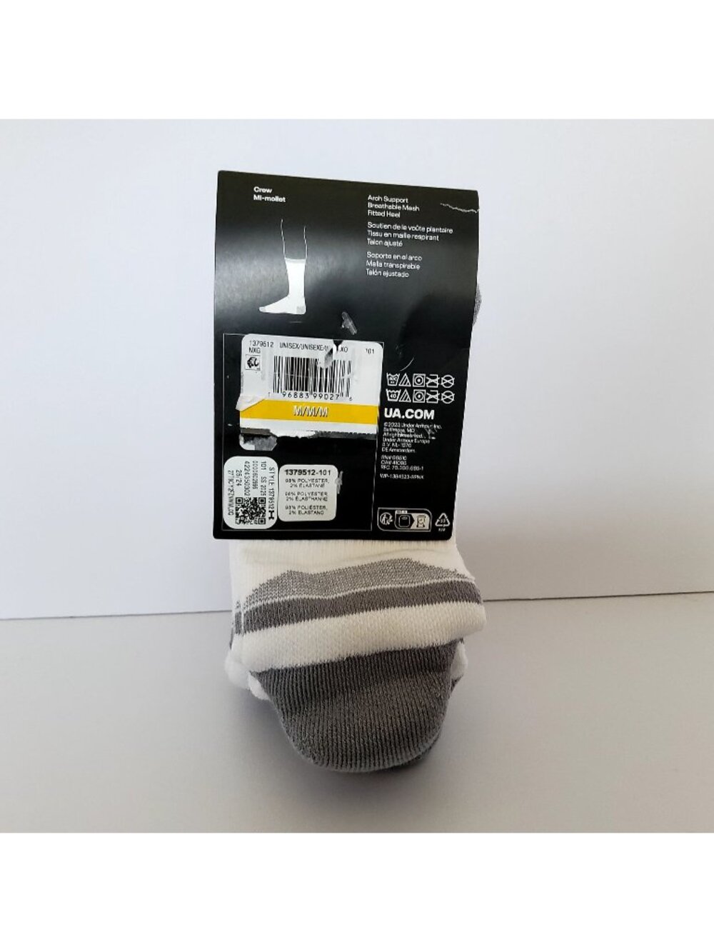 Under Armour Mens Performance Tech Crew Socks 3-Pack Size 7-8.5  Arch support